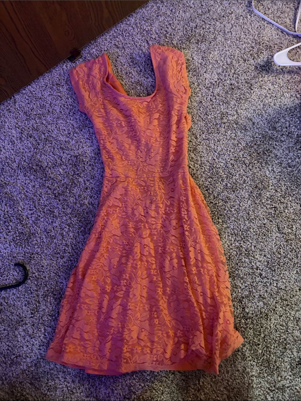Women's Orange Lace Fit-and-Flare Dress